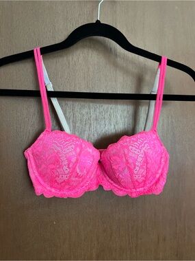 Victoria’s Secret Pink Lace Balconette Bra in Neon Pink